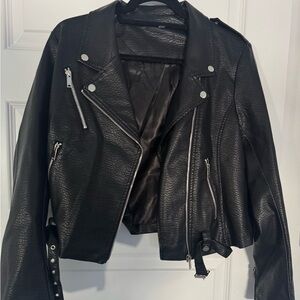 Brunette The Label Vegan Leather Moto Jacket